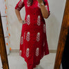 Red Floral Button-Front Kurti Set